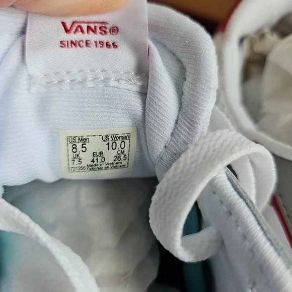 VANS Lowland CC Unisex US W10/ M8.5 TENNIS SHOE VN000BWBWRQ white/red/grey - Picture 7 of 10